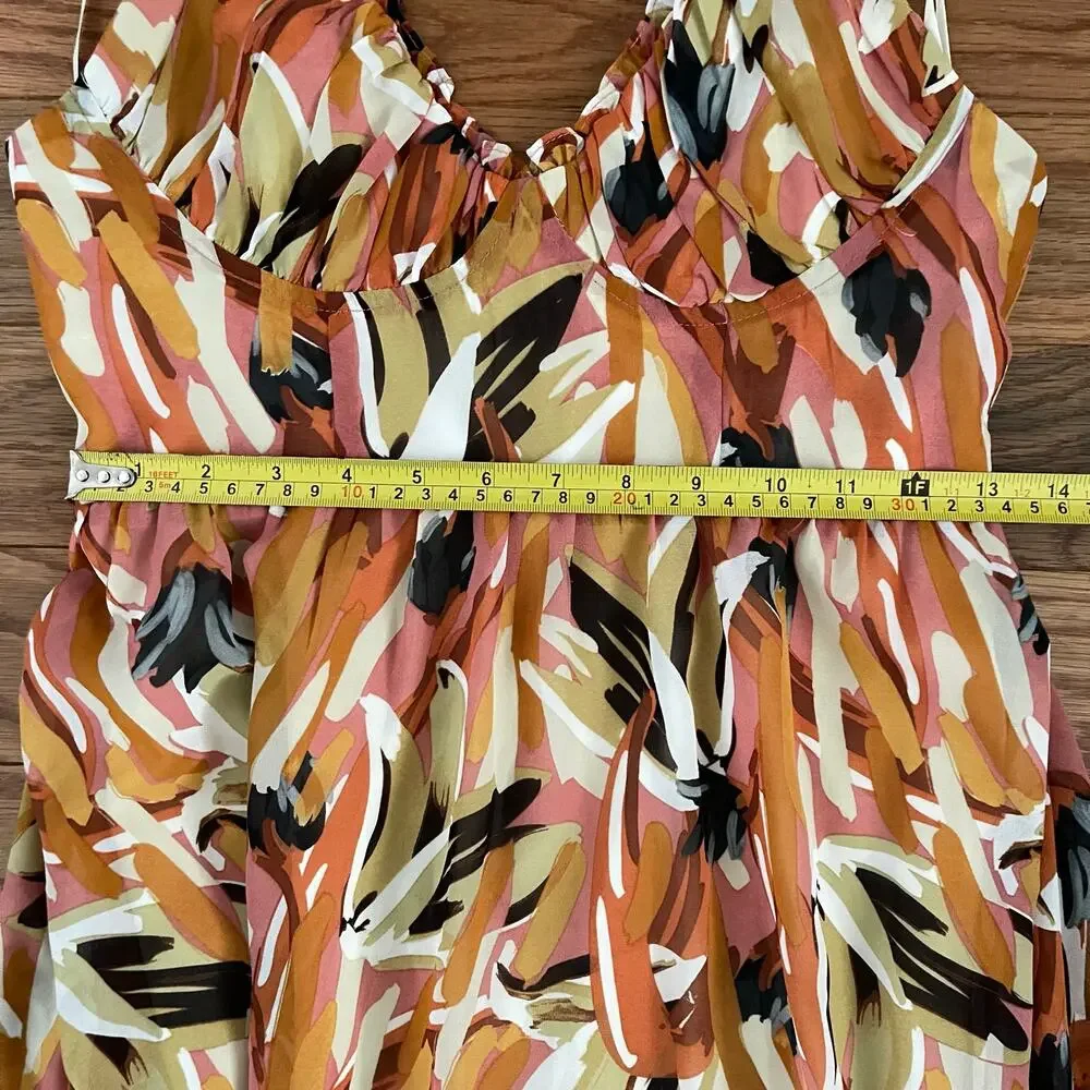 Hello Molly Womens 4 Painted By The Sun Sundress Multicolor Floral Casual - Picture 8 of 10